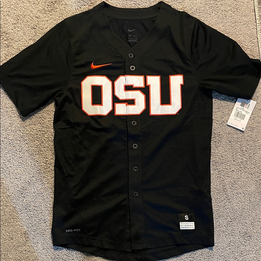 Nike Black and Orange OSU Men's Jersey